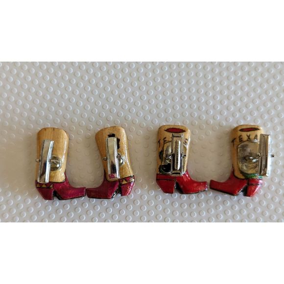 Bundle of two (2) wood cowboy boots cufflinks (Unisex) - Picture 3 of 10